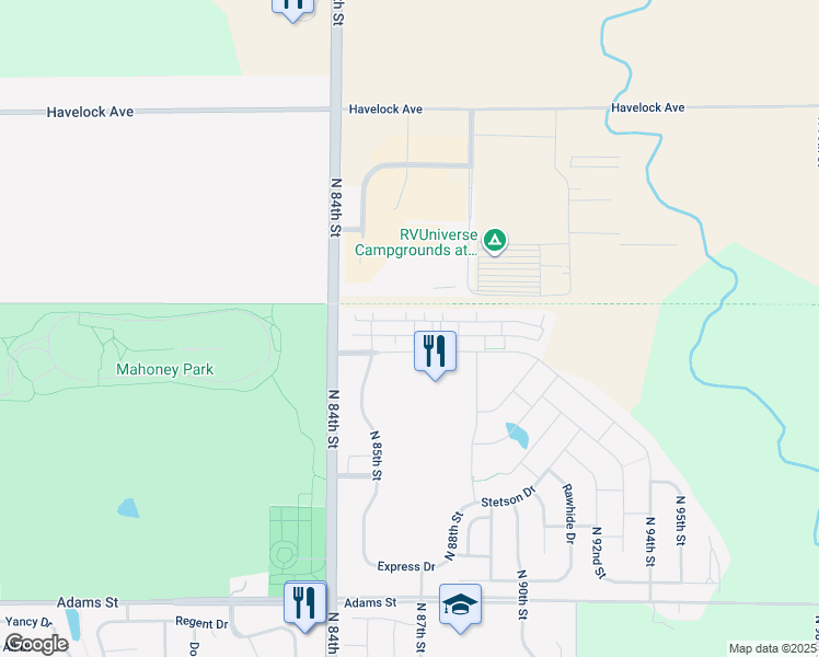 map of restaurants, bars, coffee shops, grocery stores, and more near 8730 Fremont Street in Lincoln