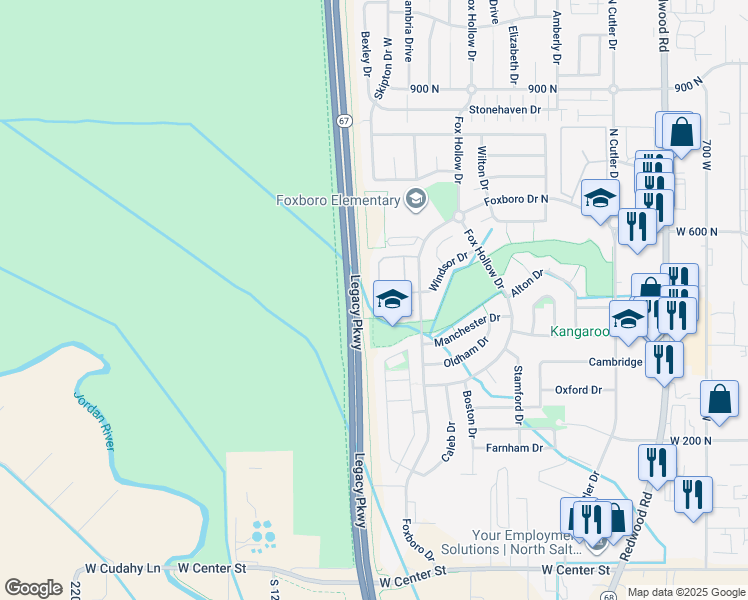 map of restaurants, bars, coffee shops, grocery stores, and more near 252 Birmingham Lane in North Salt Lake