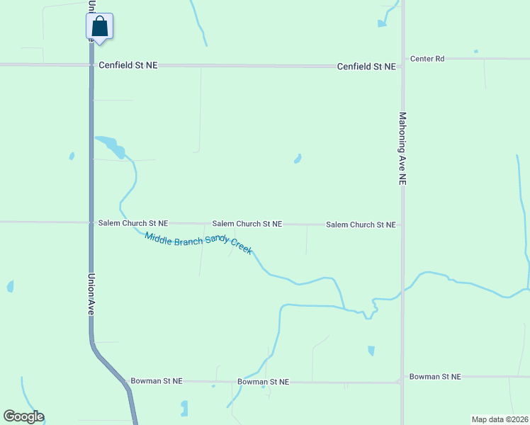 map of restaurants, bars, coffee shops, grocery stores, and more near 16137 Salem Church Street Northeast in Alliance