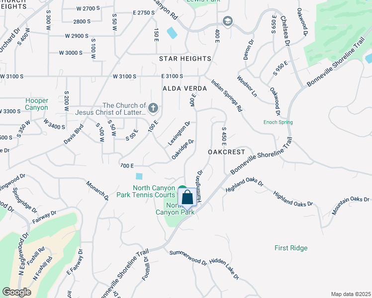 map of restaurants, bars, coffee shops, grocery stores, and more near 3562 400 East in Bountiful