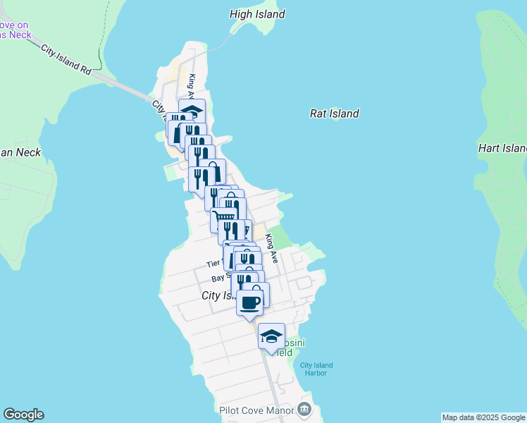 map of restaurants, bars, coffee shops, grocery stores, and more near 224 Kirby Street in Bronx