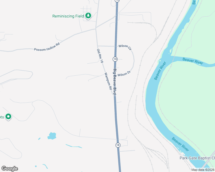 map of restaurants, bars, coffee shops, grocery stores, and more near 115 Wampum Road in Wampum