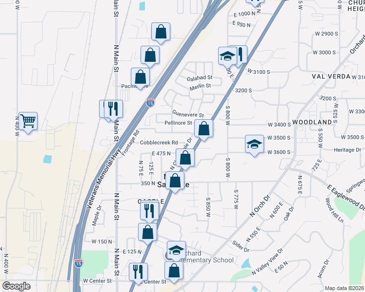 map of restaurants, bars, coffee shops, grocery stores, and more near 507 Cloverdale Road in North Salt Lake