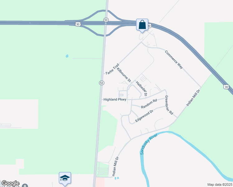 map of restaurants, bars, coffee shops, grocery stores, and more near 210 Richardson Drive in Upper Sandusky