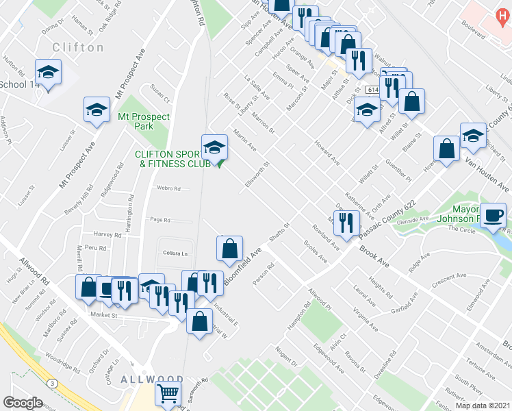 map of restaurants, bars, coffee shops, grocery stores, and more near 131 Scoles Avenue in Clifton