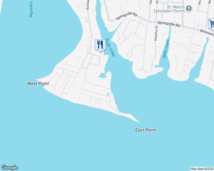 map of restaurants, bars, coffee shops, grocery stores, and more near 17 Ludlow Lane in Hampton Bays