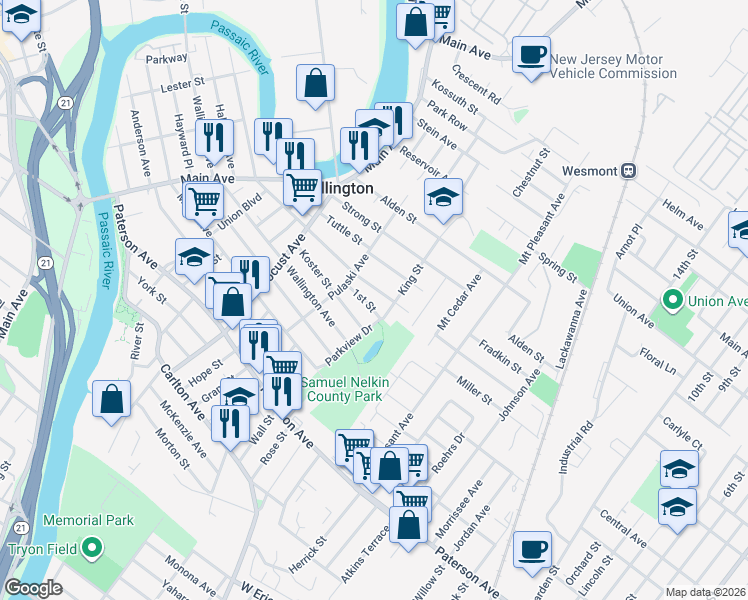 map of restaurants, bars, coffee shops, grocery stores, and more near 286 Hathaway Street in Wallington