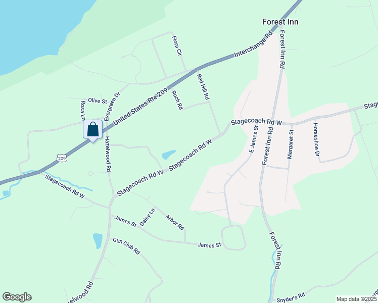 map of restaurants, bars, coffee shops, grocery stores, and more near 825 Stagecoach Road West in Lehighton