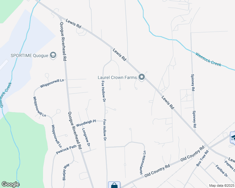 map of restaurants, bars, coffee shops, grocery stores, and more near 12 Polo Grounds Lane in East Quogue