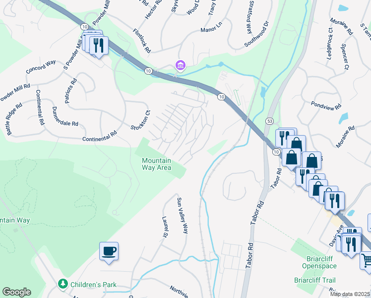 map of restaurants, bars, coffee shops, grocery stores, and more near Unnamed Road in Parsippany-Troy Hills