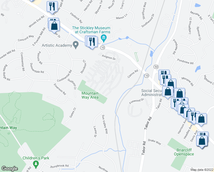 map of restaurants, bars, coffee shops, grocery stores, and more near Unnamed Road in Parsippany-Troy Hills