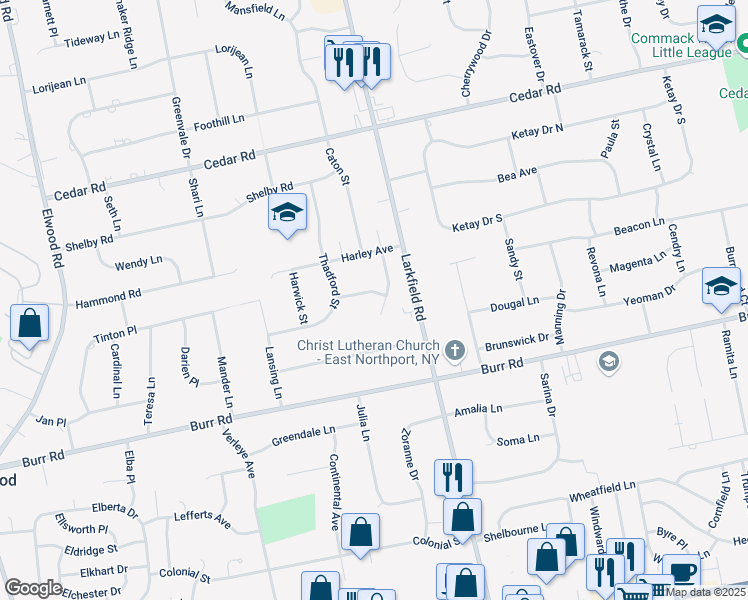 map of restaurants, bars, coffee shops, grocery stores, and more near 8 Remsen Street in East Northport