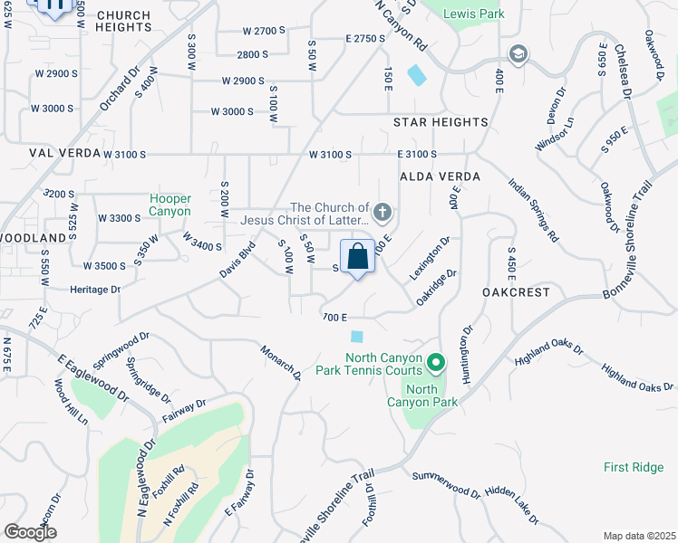 map of restaurants, bars, coffee shops, grocery stores, and more near 8 East 3500 South in Bountiful