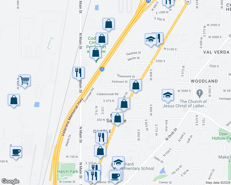 map of restaurants, bars, coffee shops, grocery stores, and more near 175 Cobblecreek Road in North Salt Lake