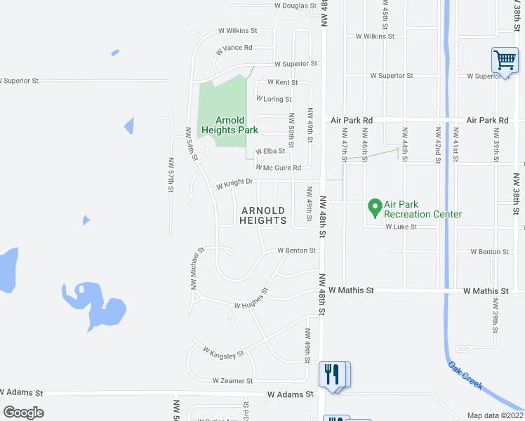 map of restaurants, bars, coffee shops, grocery stores, and more near 3730 Northwest 52nd Street in Lincoln