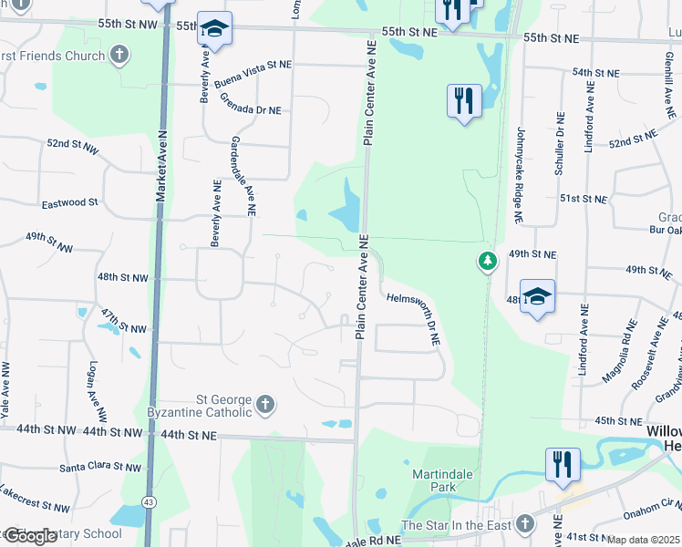 map of restaurants, bars, coffee shops, grocery stores, and more near in Canton