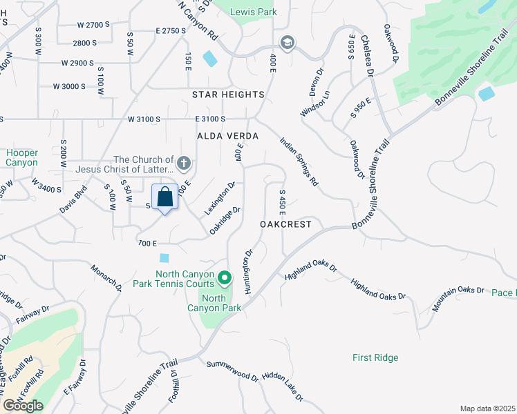 map of restaurants, bars, coffee shops, grocery stores, and more near 3532 Huntington Drive in Bountiful