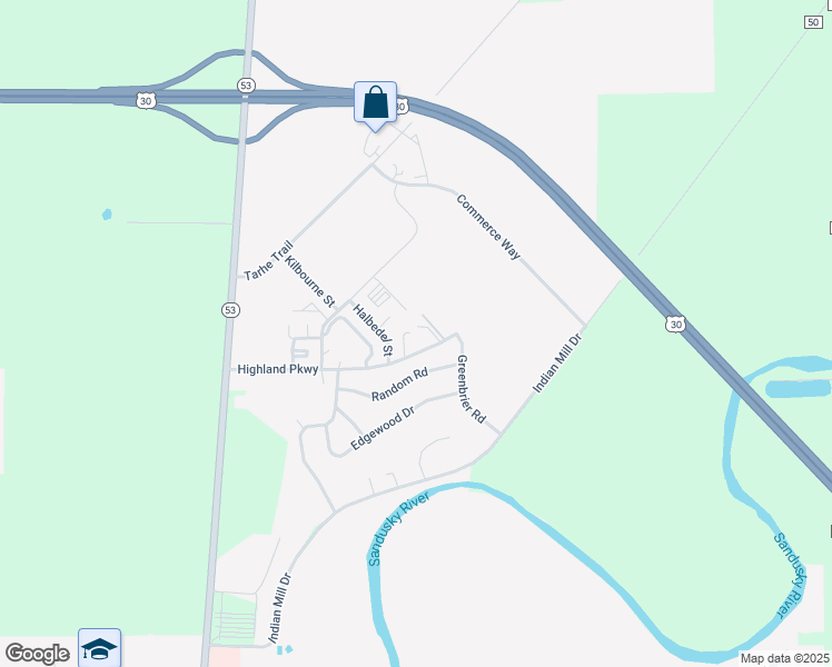 map of restaurants, bars, coffee shops, grocery stores, and more near 1045 Halbedel Street in Upper Sandusky