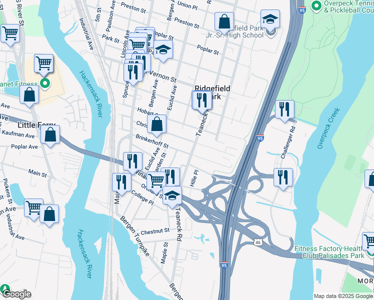 map of restaurants, bars, coffee shops, grocery stores, and more near in Ridgefield Park