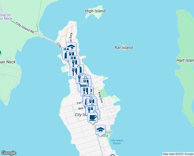 map of restaurants, bars, coffee shops, grocery stores, and more near 224 Kirby Street in Bronx