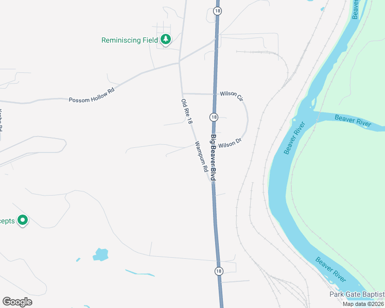 map of restaurants, bars, coffee shops, grocery stores, and more near 115 Wampum Road in Wampum