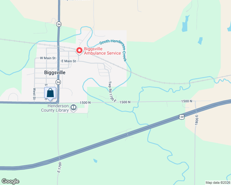 map of restaurants, bars, coffee shops, grocery stores, and more near 1775E in Biggsville