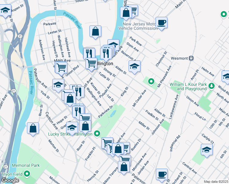 map of restaurants, bars, coffee shops, grocery stores, and more near 286 Hathaway Street in Wallington