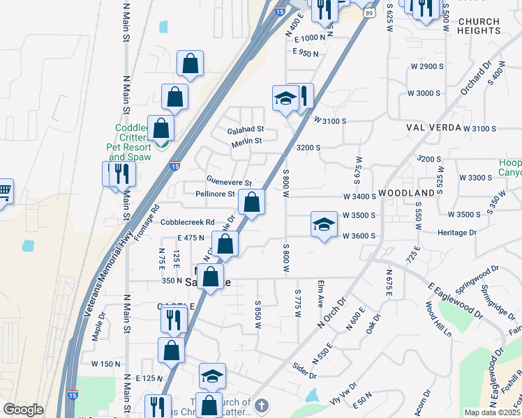map of restaurants, bars, coffee shops, grocery stores, and more near 3534 South 800 West in Bountiful