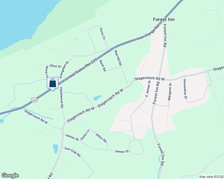 map of restaurants, bars, coffee shops, grocery stores, and more near 825 Stagecoach Road West in Lehighton