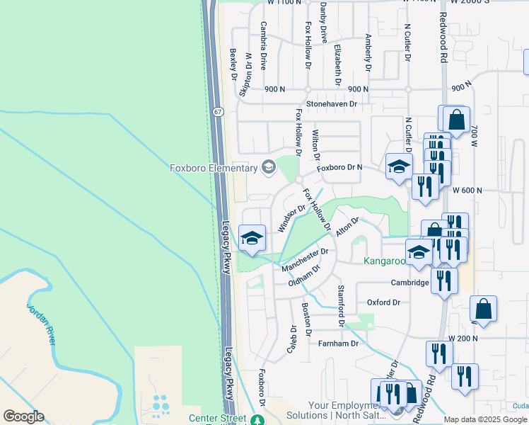 map of restaurants, bars, coffee shops, grocery stores, and more near 489 500 Kent in North Salt Lake