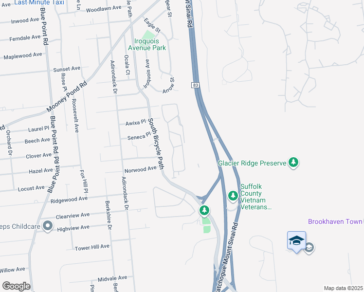 map of restaurants, bars, coffee shops, grocery stores, and more near 1707 Vista View Drive in Coram
