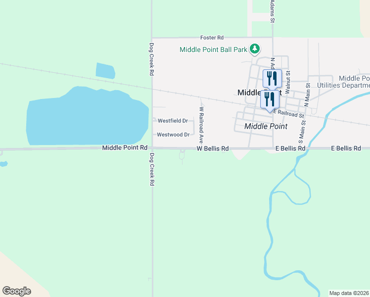 map of restaurants, bars, coffee shops, grocery stores, and more near 314 Westwood Drive in Middle Point