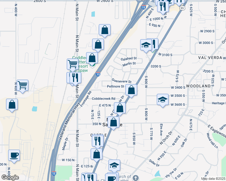 map of restaurants, bars, coffee shops, grocery stores, and more near 552 Lancelot Drive in North Salt Lake