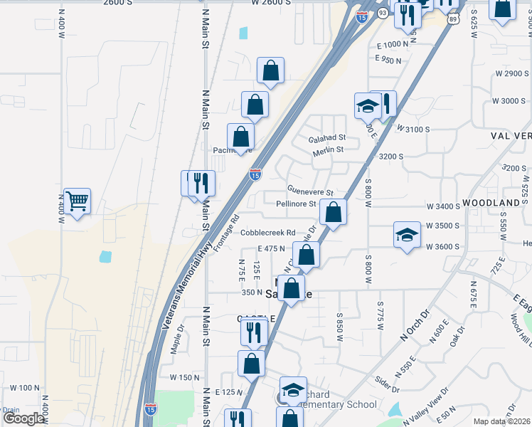 map of restaurants, bars, coffee shops, grocery stores, and more near 159 Wilson Road in North Salt Lake