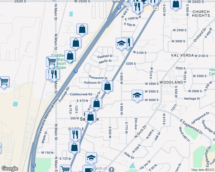 map of restaurants, bars, coffee shops, grocery stores, and more near East Cloverdale Drive in North Salt Lake