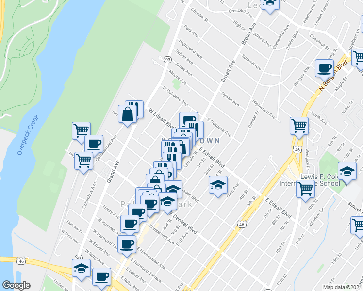 map of restaurants, bars, coffee shops, grocery stores, and more near 479 Broad Avenue in Palisades Park