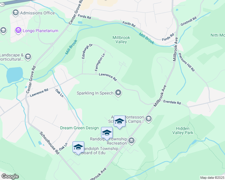map of restaurants, bars, coffee shops, grocery stores, and more near 2 Brandywine Court in Randolph