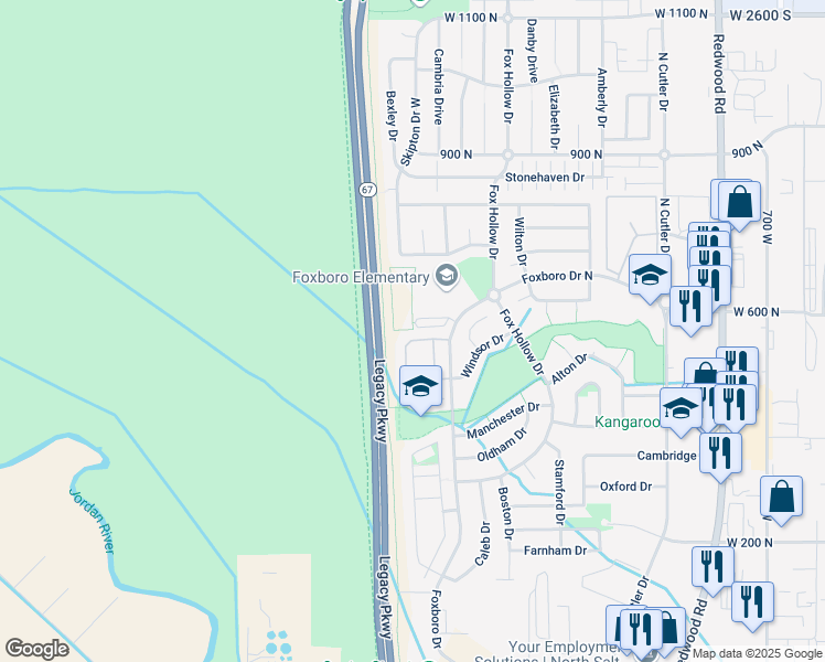 map of restaurants, bars, coffee shops, grocery stores, and more near 158 Birmingham Lane in North Salt Lake