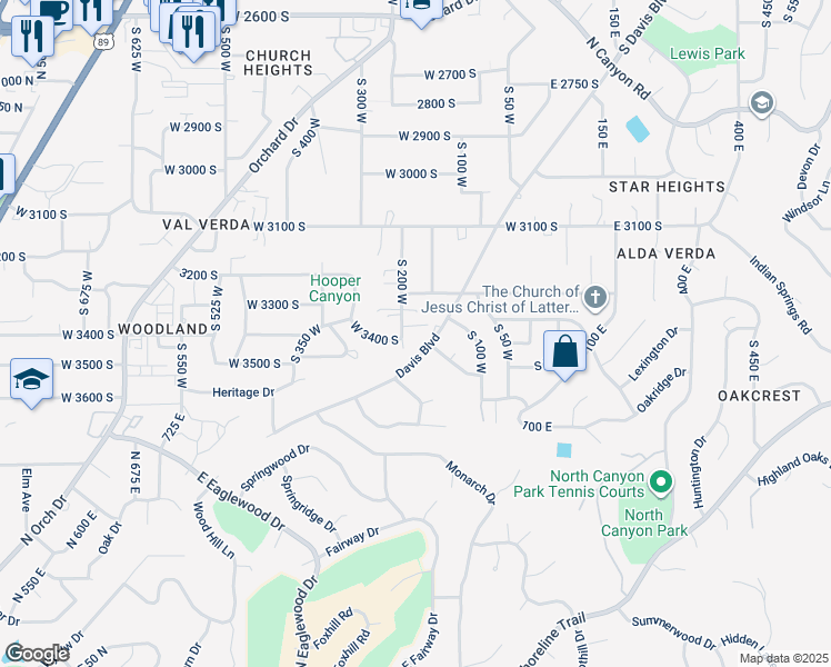map of restaurants, bars, coffee shops, grocery stores, and more near 183 West 3375 South in Bountiful