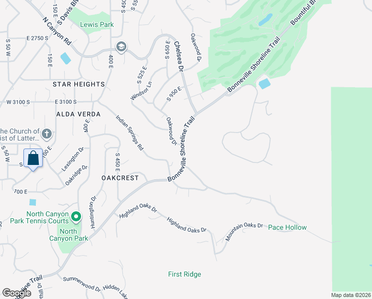 map of restaurants, bars, coffee shops, grocery stores, and more near 3325 Bountiful Boulevard in Bountiful