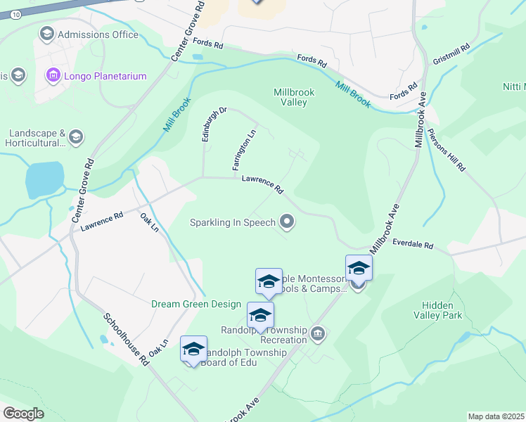 map of restaurants, bars, coffee shops, grocery stores, and more near 2 Brandywine Court in Randolph
