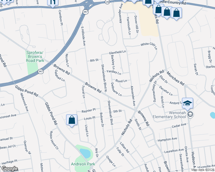 map of restaurants, bars, coffee shops, grocery stores, and more near 28 Dellmarie Lane in Nesconset