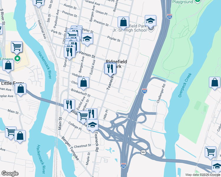 map of restaurants, bars, coffee shops, grocery stores, and more near in Ridgefield Park