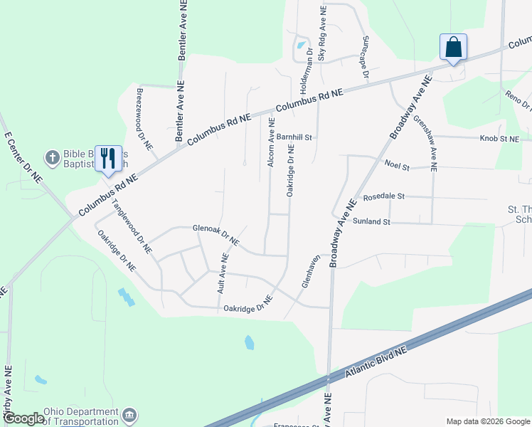 map of restaurants, bars, coffee shops, grocery stores, and more near 5453 Alcorn Avenue in Louisville