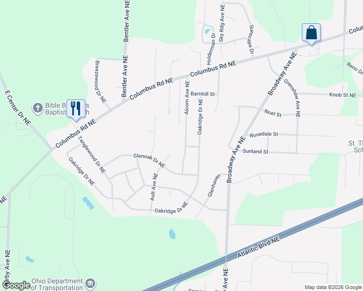map of restaurants, bars, coffee shops, grocery stores, and more near 5453 Alcorn Avenue in Louisville