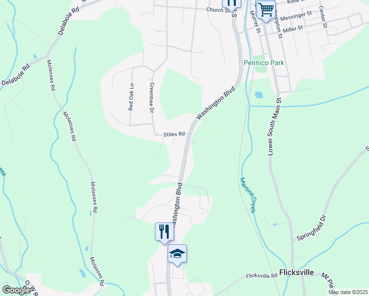 map of restaurants, bars, coffee shops, grocery stores, and more near 130 Washington Boulevard in Bangor