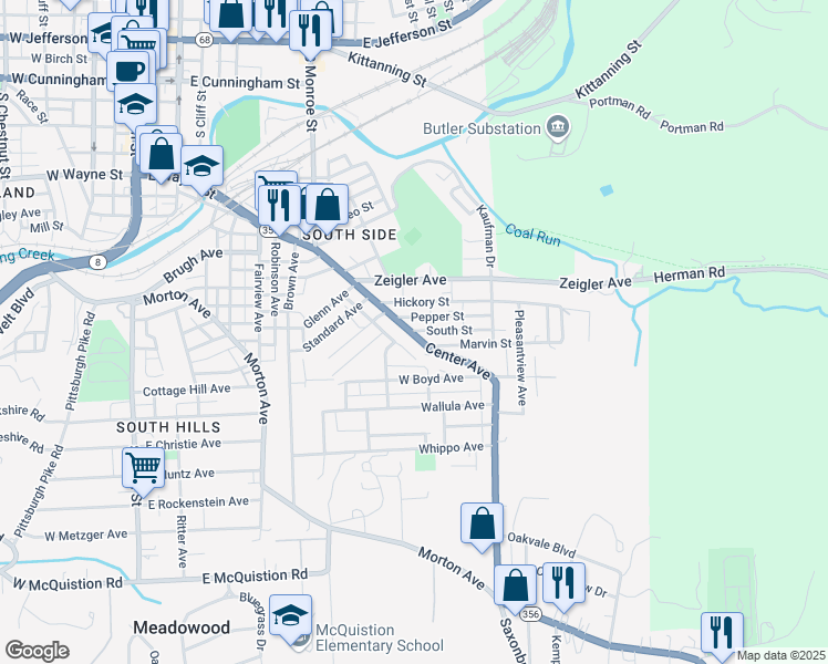 map of restaurants, bars, coffee shops, grocery stores, and more near 78 Butler Street in Valencia