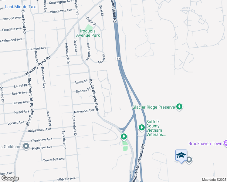 map of restaurants, bars, coffee shops, grocery stores, and more near 1707 Vista View Drive in Coram