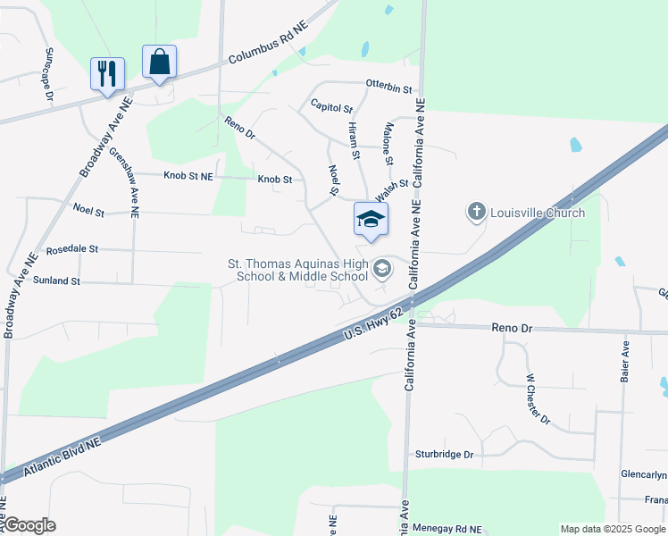 map of restaurants, bars, coffee shops, grocery stores, and more near 2115 Kenyon Street in Louisville
