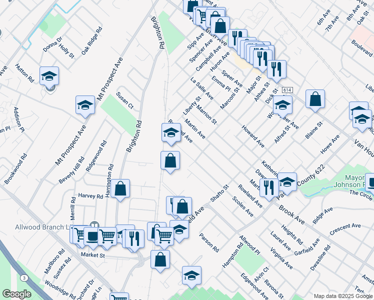 map of restaurants, bars, coffee shops, grocery stores, and more near 184 Scoles Avenue in Clifton